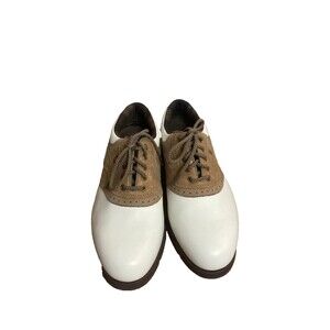 FootJoy SoftJoys Terrains Golf Shoes Women Size 6M  White Brown Leather 98308